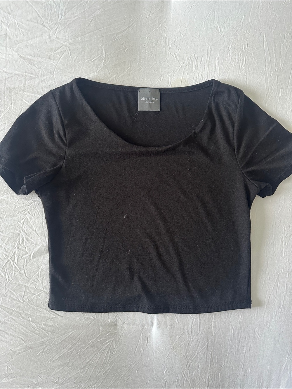 Olivia Rae Black Scoop Neck Cropped Tee